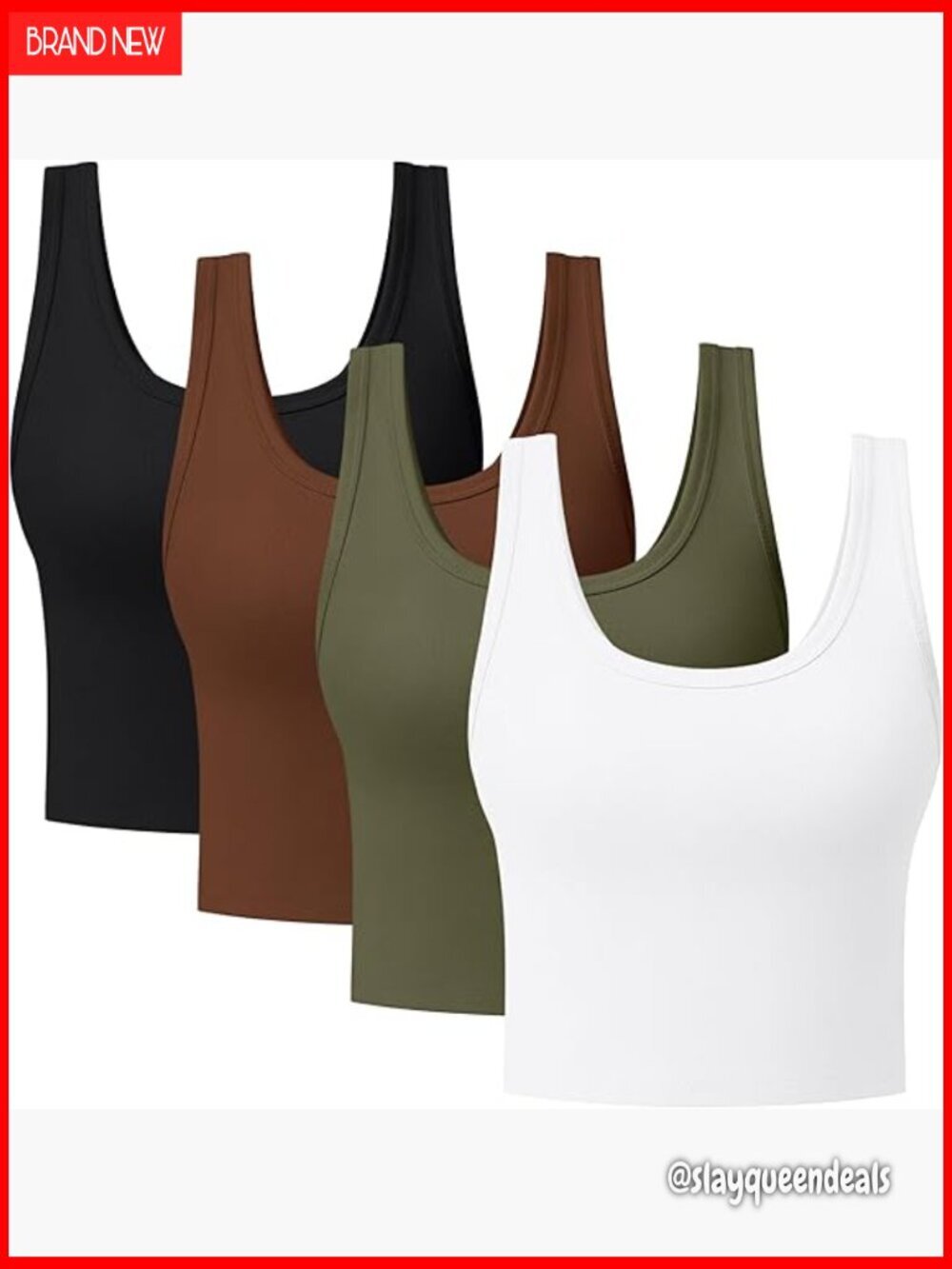 4-Pack Cotton Spandex Scoop Neck Tank Tops for Workout Yoga Casual Wear